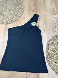 Imagem do Blusa Mula Manca com Detalhe Dourado – Poliéster com Elastano