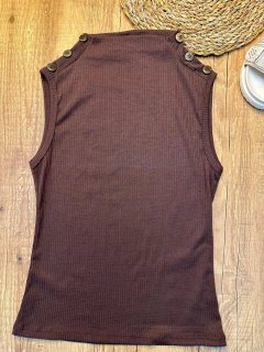 Blusa Canelada em Poliéster com Elastano com Detalhe de Botões - loja online