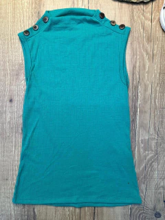 Blusa Canelada em Poliéster com Elastano com Detalhe de Botões - Baratão Confecções