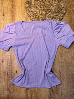 Imagem do Blusa Canelada em Poliéster com Elastano e Manga Bufante em Tule ✨