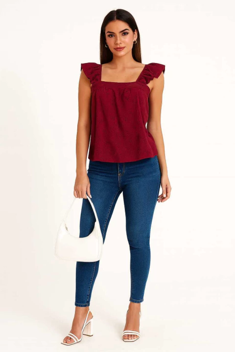 Blusa de Lese com Alças Bufantes - comprar online