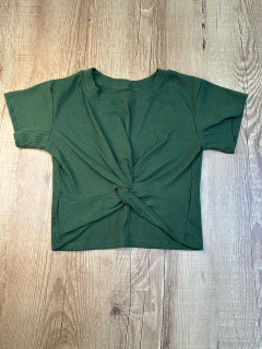 Cropped Canelado com Nó Frontal – Poliéster com Elastano - loja online