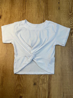 Cropped Canelado com Nó Frontal – Poliéster com Elastano - Baratão Confecções