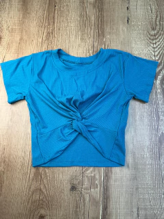 Cropped Canelado com Nó Frontal – Poliéster com Elastano na internet