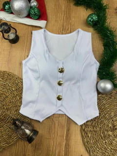 Blusa Canelada Estilo Colete com Botões – Moderna, Elegante e Super Versátil - comprar online