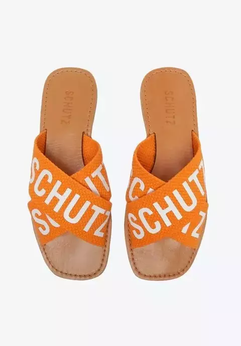 Sandália Rasteira de X Schutz Logo Laranja - comprar online