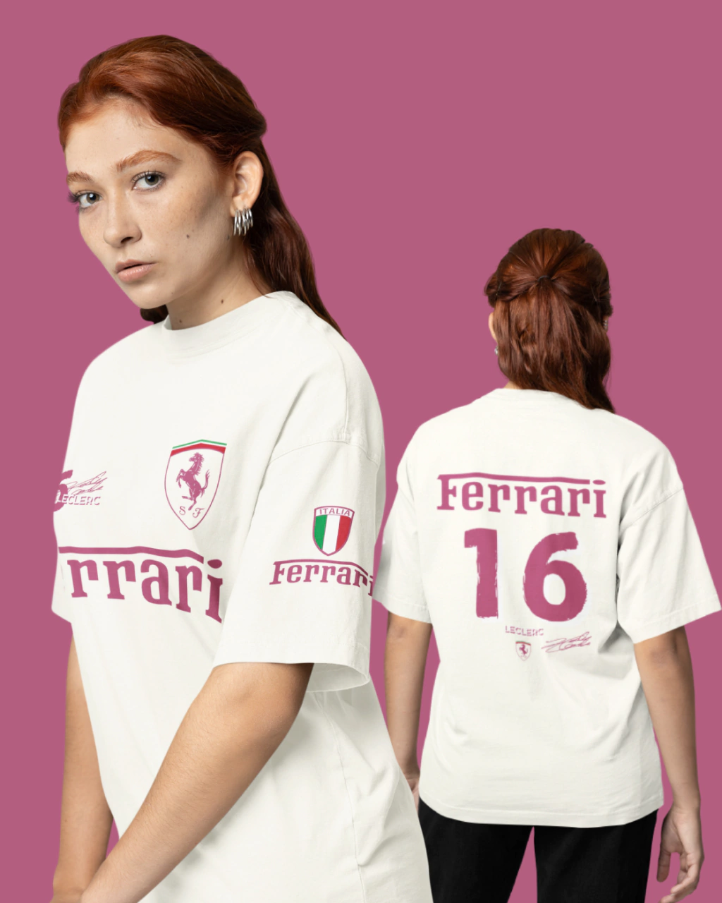 CAMISETA SCUDERIA FERRARI PINK 100% ALGODÃO