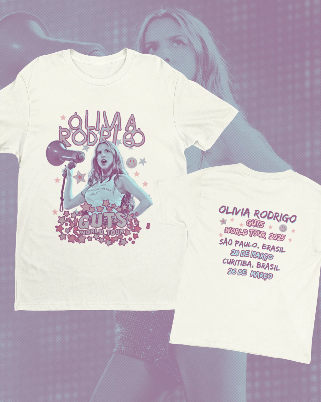 CAMISETA OLIVIA RODRIGO GUTS WORLD TOUR 2025 BRASIL {100% ALGODÃO}