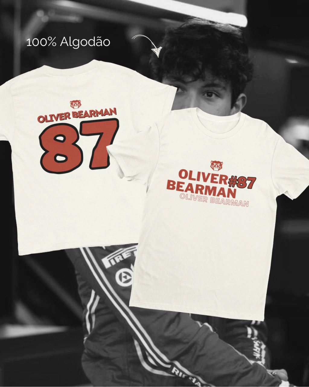 CAMISETA OLIVER BEARMAN [100% Algodão]