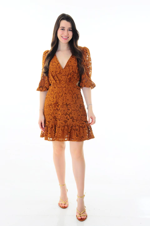 Vestido Lore Curto Vazado com Renda - comprar online