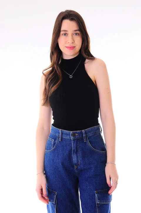 Blusa Zara Malha Gola Canelada - comprar online