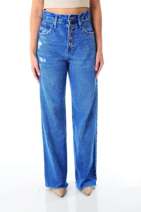 Calça BlueSteel Jeans Wide Leg Cós Alto - comprar online