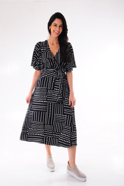 Vestido Lez a Lez Transpassado Poá - comprar online