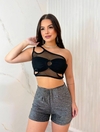 CROPPED TULE COM SUEDE