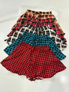 SHORT GODÊ XADREZ SUEDE