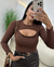 CROPPED C/ABERTURA marrom - comprar online