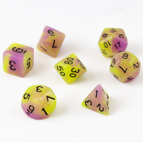 Set De 7 Dados Para Rol - Grape - Brilla En La Oscuridad