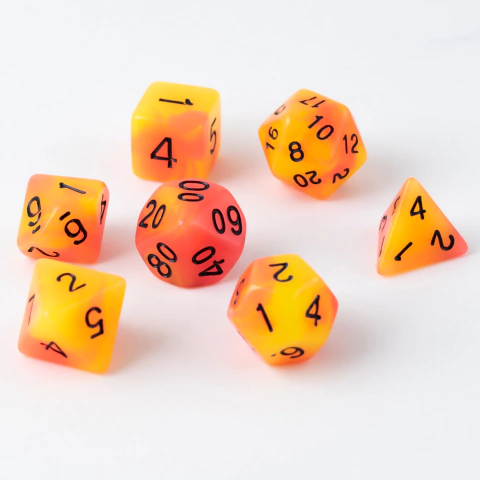 Set De 7 Dados Para Rol - Peach - Brilla En La Oscuridad