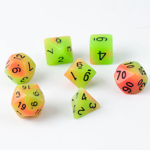 Set De 7 Dados Para Rol - Watermelon -brilla En La Oscuridad
