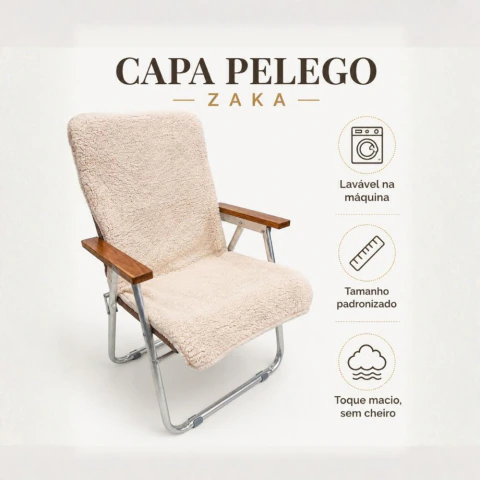 Pelego Capa Lã Cadeira Praia Camping Dobrável Macia Lavável M 106cm x 52cm