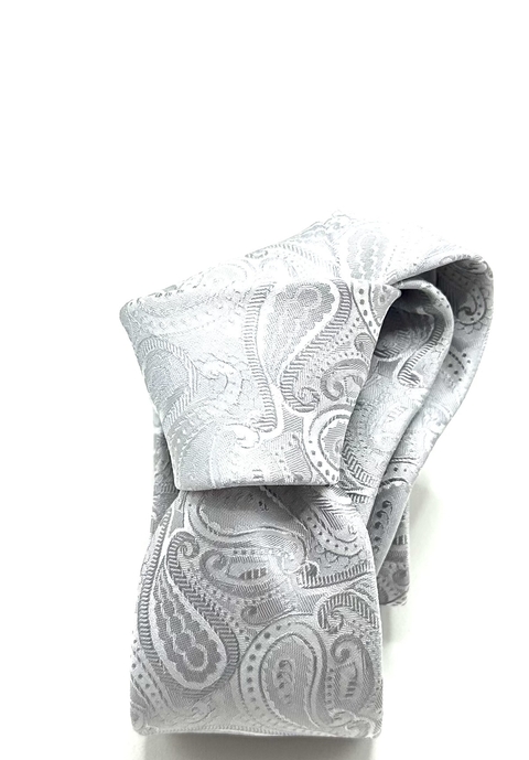 Gravata Slim Paisley Prata - comprar online