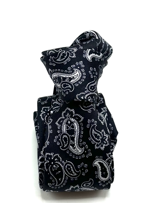 Gravata Slim Twill Preta Paisley - comprar online