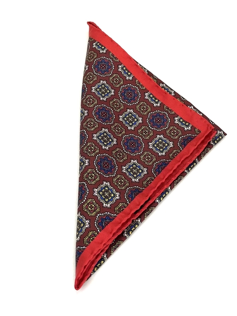 Lenço de Bolso Twill de Seda Bordô Borda Vermelha - comprar online