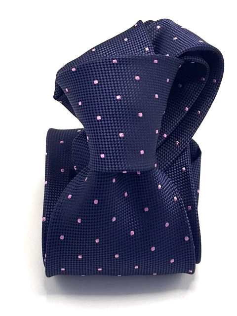 Gravata Azul Marinho Poá Rosa - comprar online