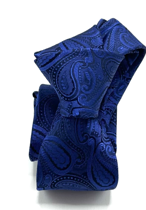 Gravata Slim Paisley Azul Marinho - comprar online