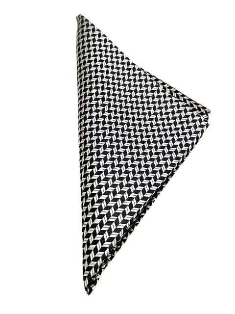 Lenço de Bolso Jacquard de Seda Tridimensional Preto - comprar online