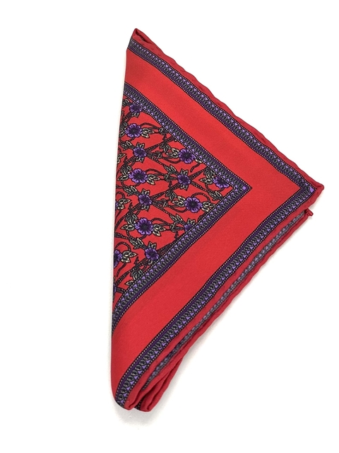 Lenço de Bolso Twill de Seda Fiorellino Vermelho - comprar online