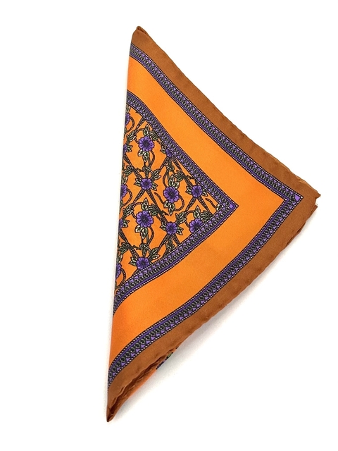 Lenço de Bolso Twill de Seda Fiorellino Laranja - comprar online