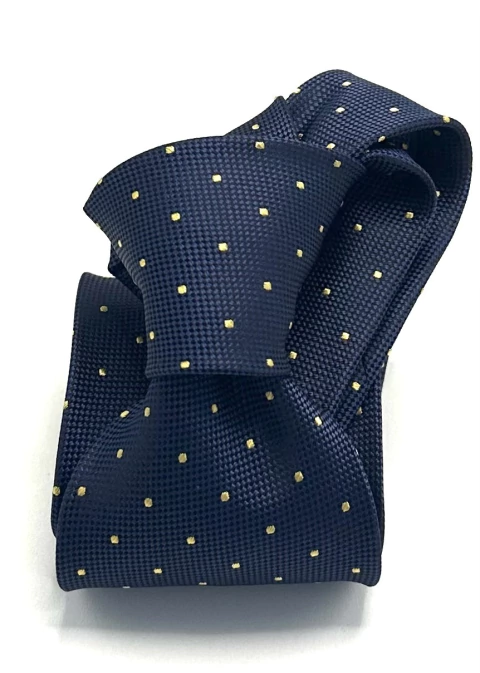 Gravata Azul Marinho Amarelo Poá - comprar online