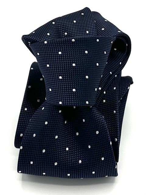 Gravata Azul Marinho Branco Poá - comprar online