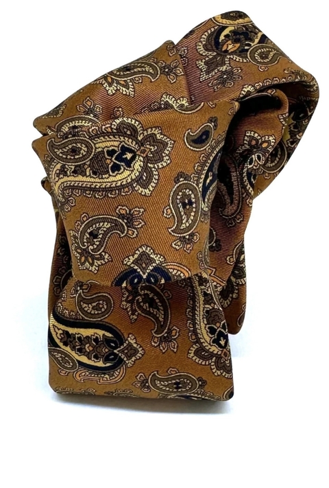 Gravata Slim Twill Paisley Marrom - comprar online