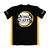 Camisa dryfit do anime Kimetsu no Yaiba com estampa de Demon Slayer e detalhes em amarelo.