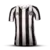 Camisa Peixão 24/25 II para torcedores masculinos, nas cores branco e preto, com listras verticais e logo do Santos FC.