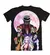 Camisa preta com estampa de personagens do anime Kimetsu no Yaiba, incluindo diversos vilões e um fundo de lua cheia.