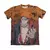 Camisa de anime laranja com estampa do personagem Pain da série Naruto, apresentando um fundo de quadrinhos.