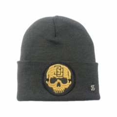 Gorro Tejido Doble (Gris, Con Parche)