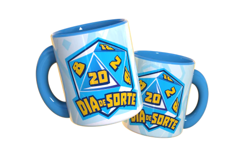 Caneca Azul - Dia de Sorte (Dado D20, RPG de Mesa) - comprar online