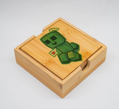 Porta-Copos Bambu - Creeper Minecraft