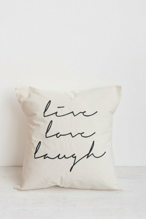 Almohadon De Lienzo 40 Cm x 40 Cm LIVE LOVE LAUGHT CRUDO