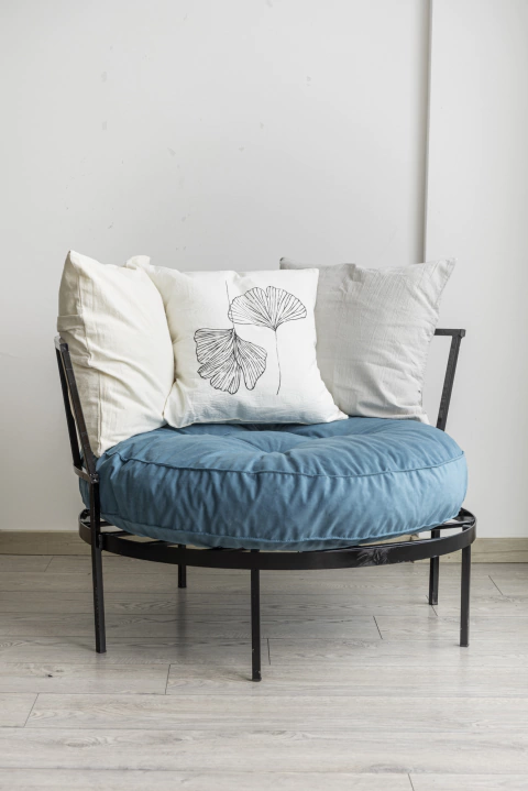 Almohadon Puff de Pana TURQUESA