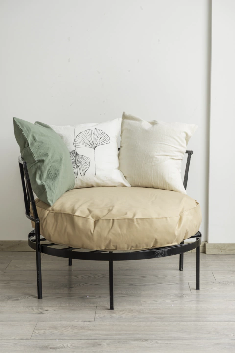 Almohadon PUFF de Tela de exterior VAINILLA