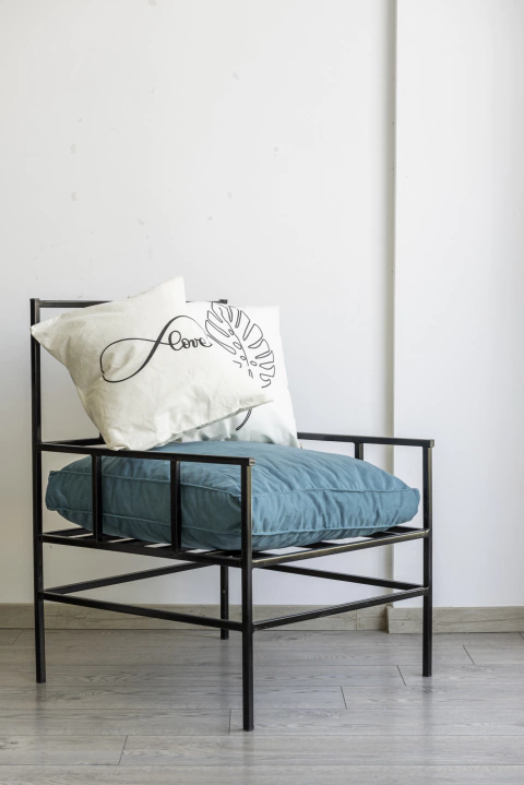 Almohadon Puff Cuadrado Pana Turquesa