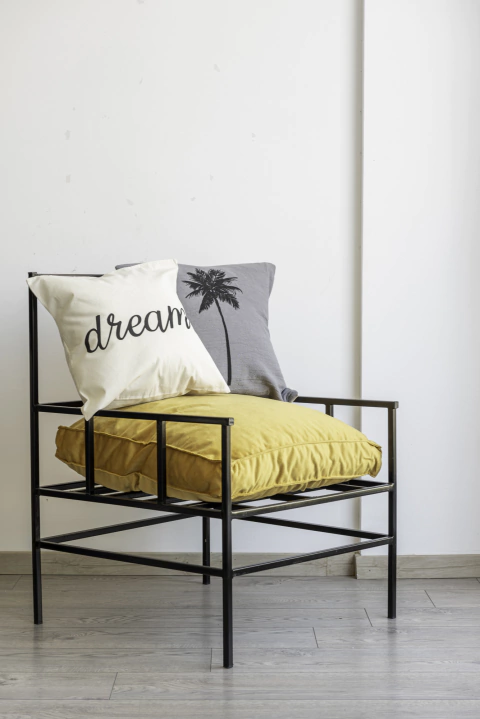 Almohadon Puff Cuadrado Pana Mostaza