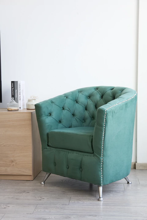 Sillon PARIS Capitoné Individual Pana Verde - comprar online