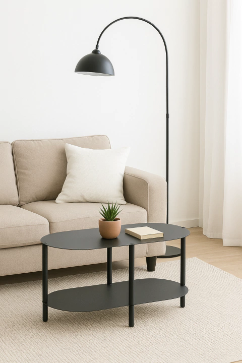 Mesa Ratona Ovalada Grafito - comprar online