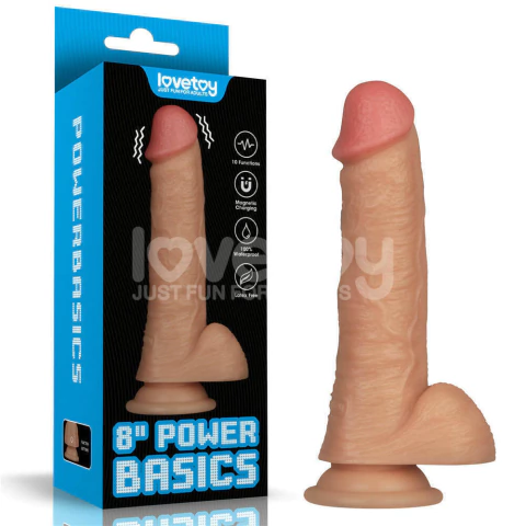 Pênis Realístico 20x4,5 cm Recarregável com 10 Modos de Vibração - 8” Vibrating Power Basics Cock - comprar online